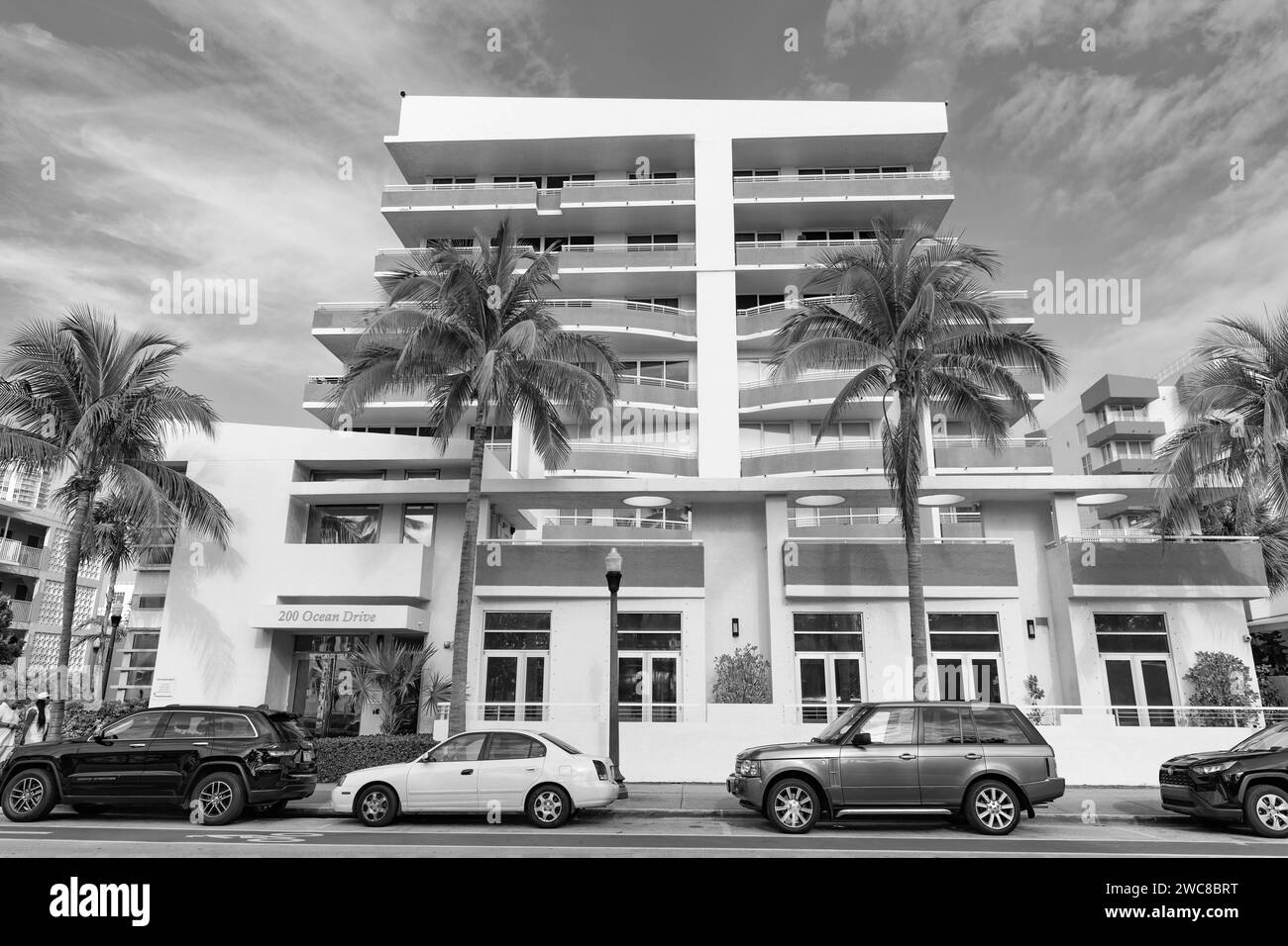 Miami, Floride États-Unis - 18 avril 2021: Miami South Beach Ocean Drive bâtiment d'architecture dans le centre-ville de miami Street Banque D'Images