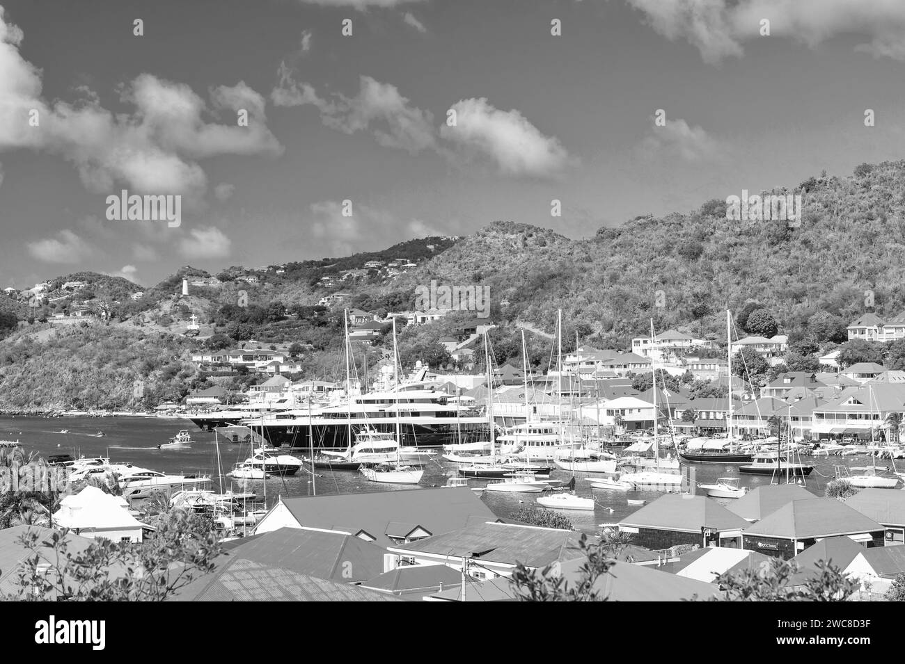 St Barts, Antilles françaises- 25 janvier 2016: Destination de voyage en été avec le port de yachr Banque D'Images