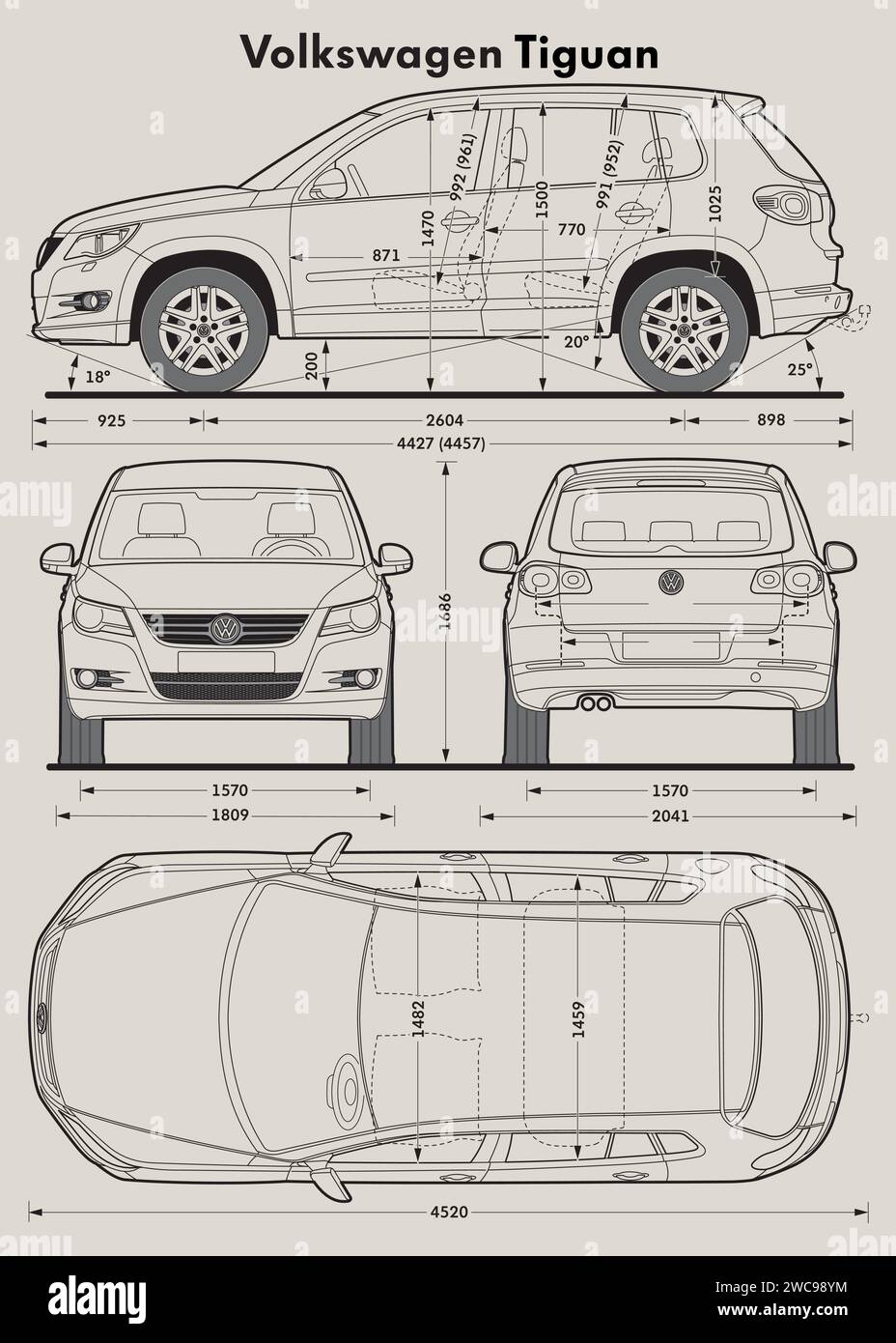 Modèle de voiture VW Tiguan 2010 Illustration de Vecteur