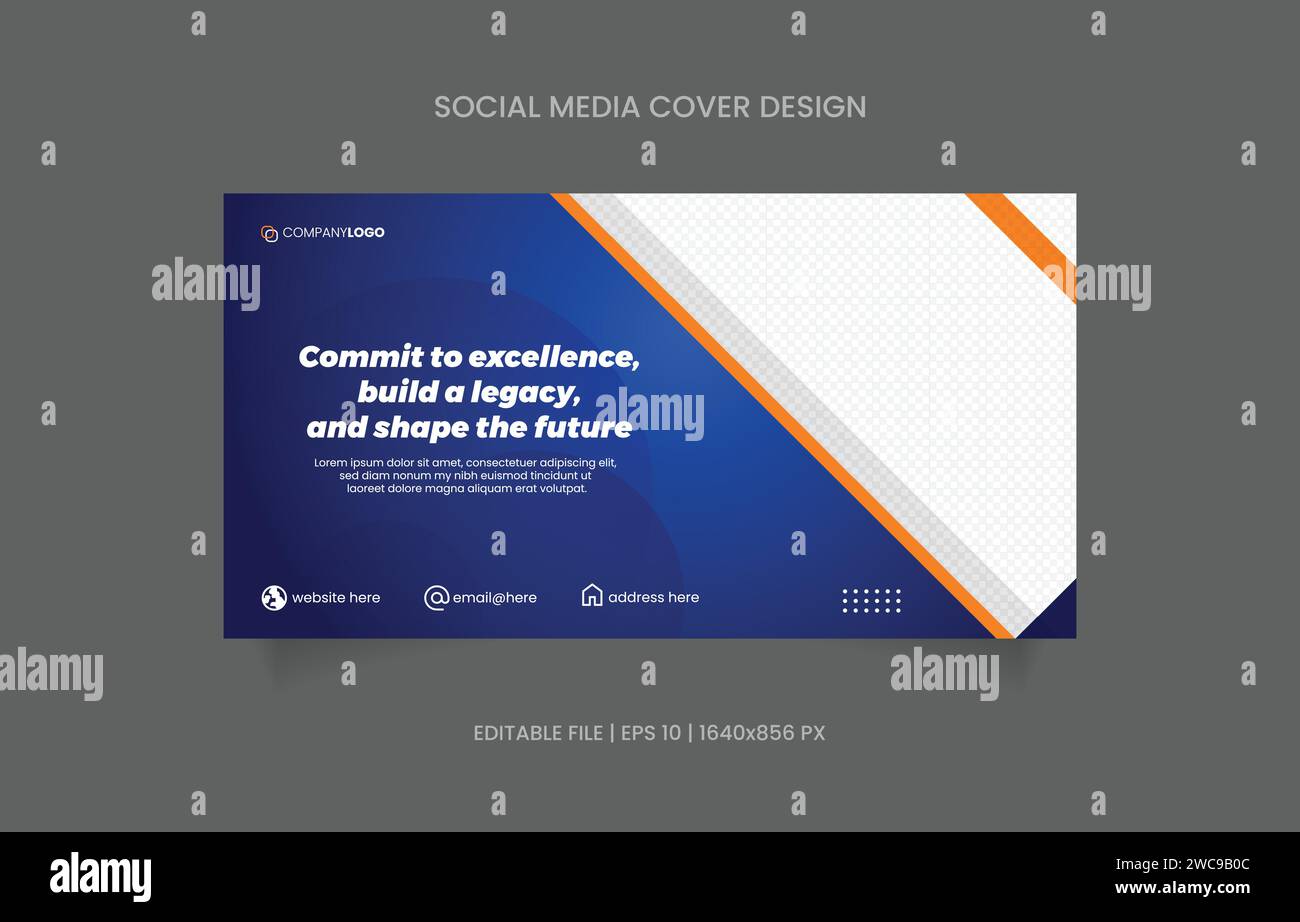 Promotion de la conception de bannière couleur bleue et jaune avec fond abstrait Illustration de Vecteur