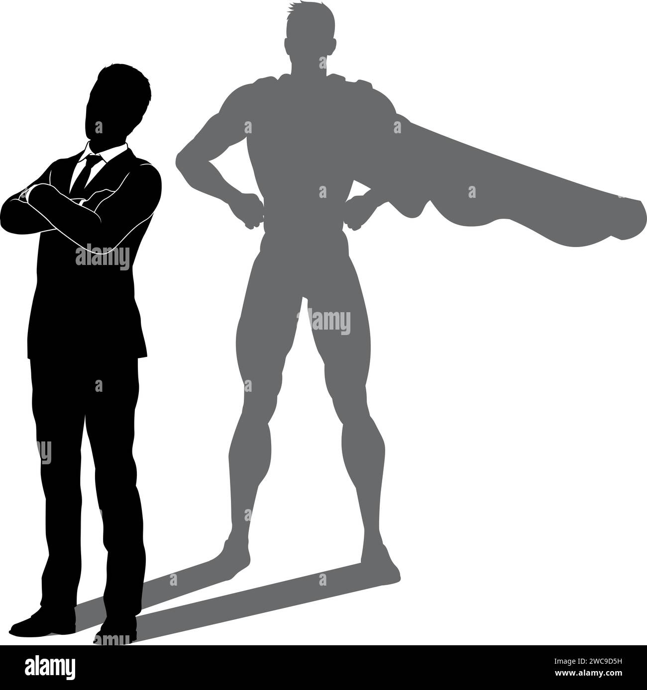 Super héros Business Man avec Super Hero Shadow Illustration de Vecteur