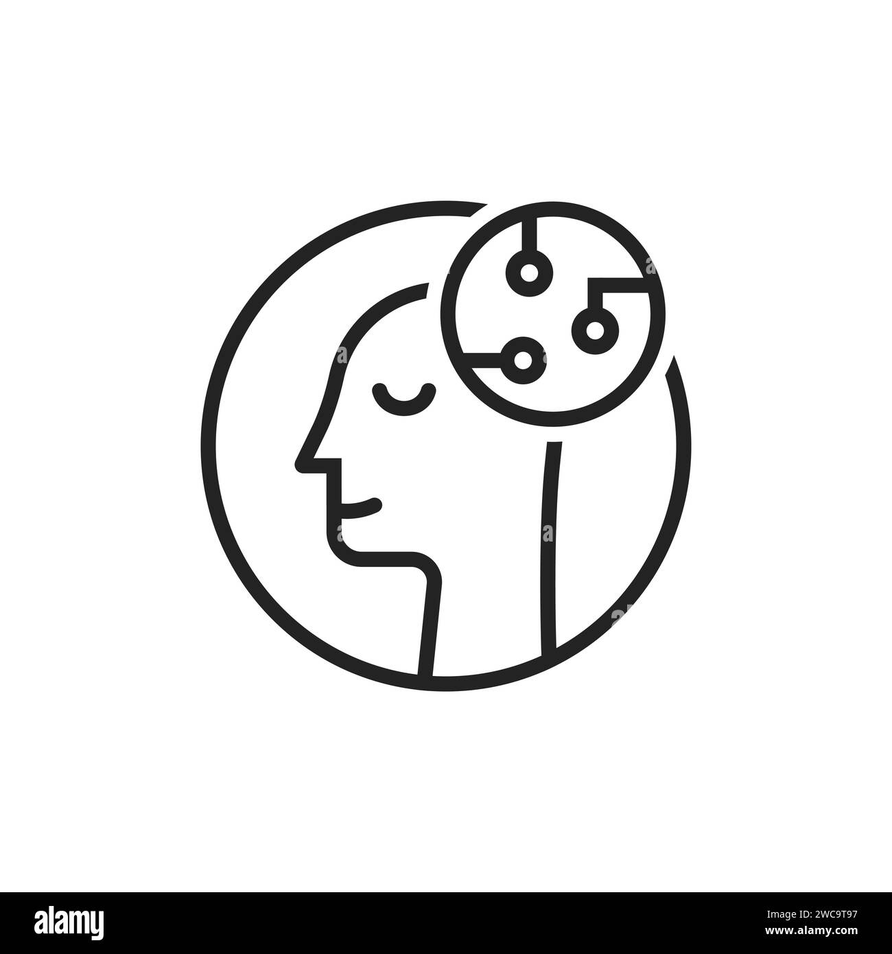 tête linéaire comme intelligence artificielle Illustration de Vecteur