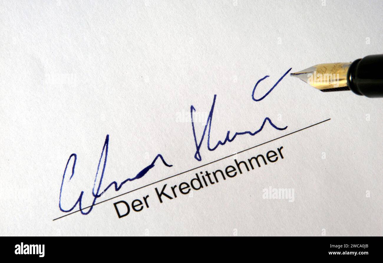 Unterschrift des Kreditnehmers, Deutschland, BLF *** Signature de l'emprunteur, Allemagne, BLF BL012271 Banque D'Images