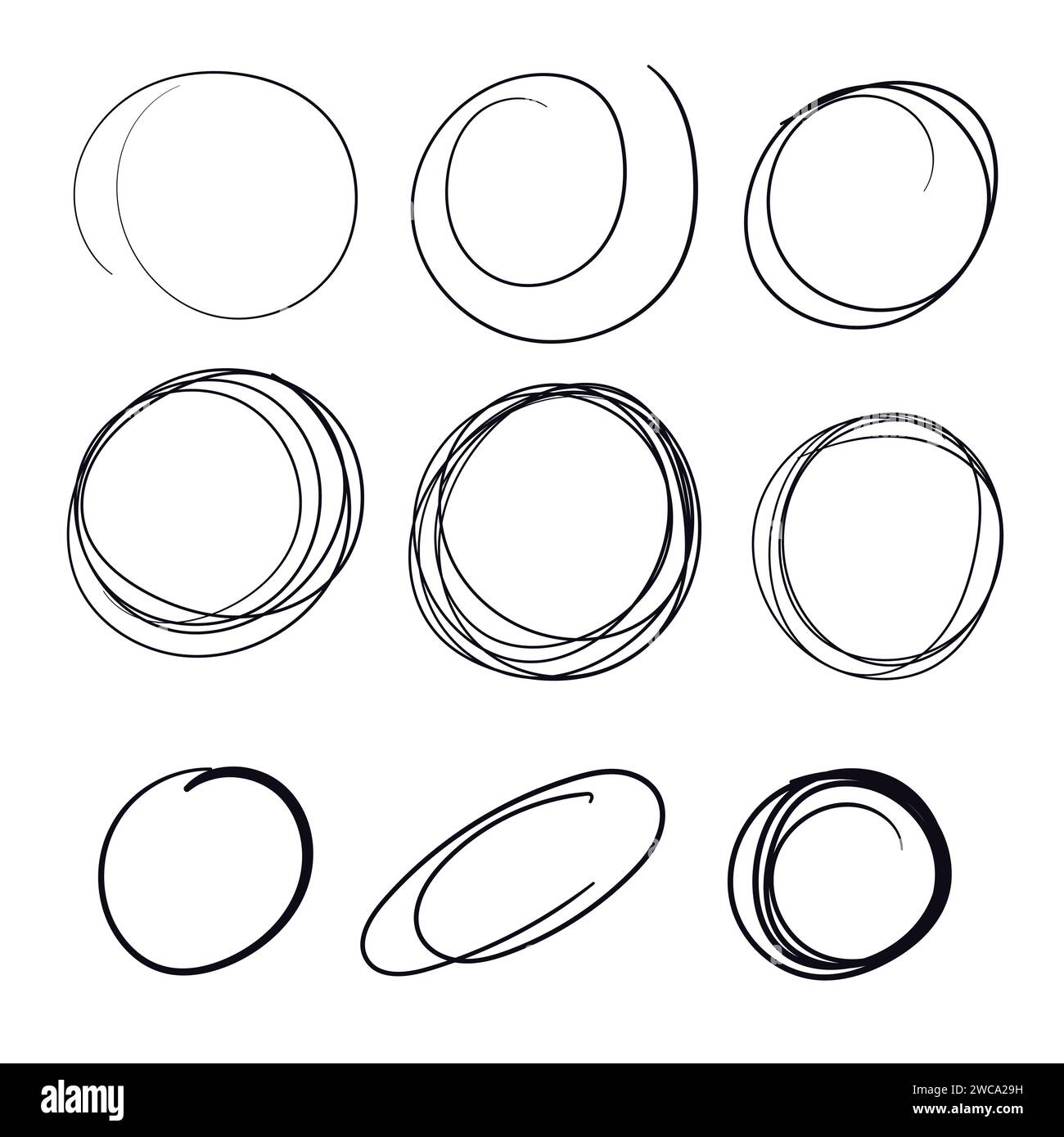 Cercle dessiné à la main Scribbles Doodle Vector Illustration icône Doodle Illustration de Vecteur