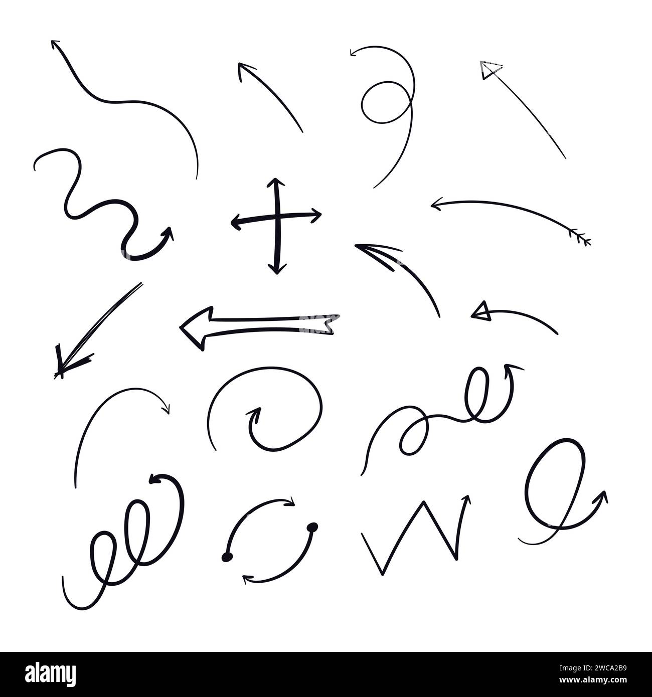 Flèche dessinée à la main Scribbles Doodle Vector Illustration icône Doodle Illustration de Vecteur