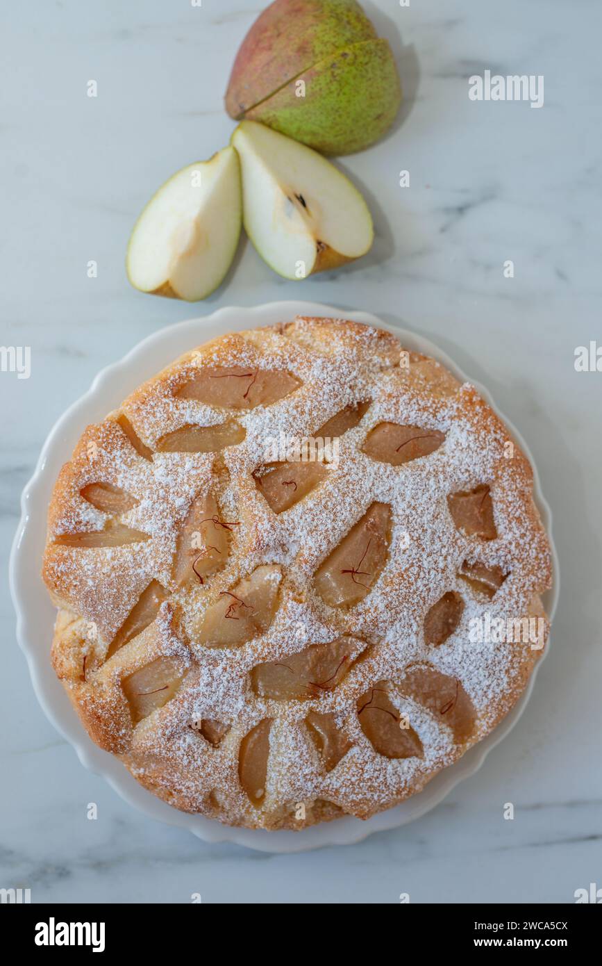 tarte douce à la vanille maison Banque D'Images