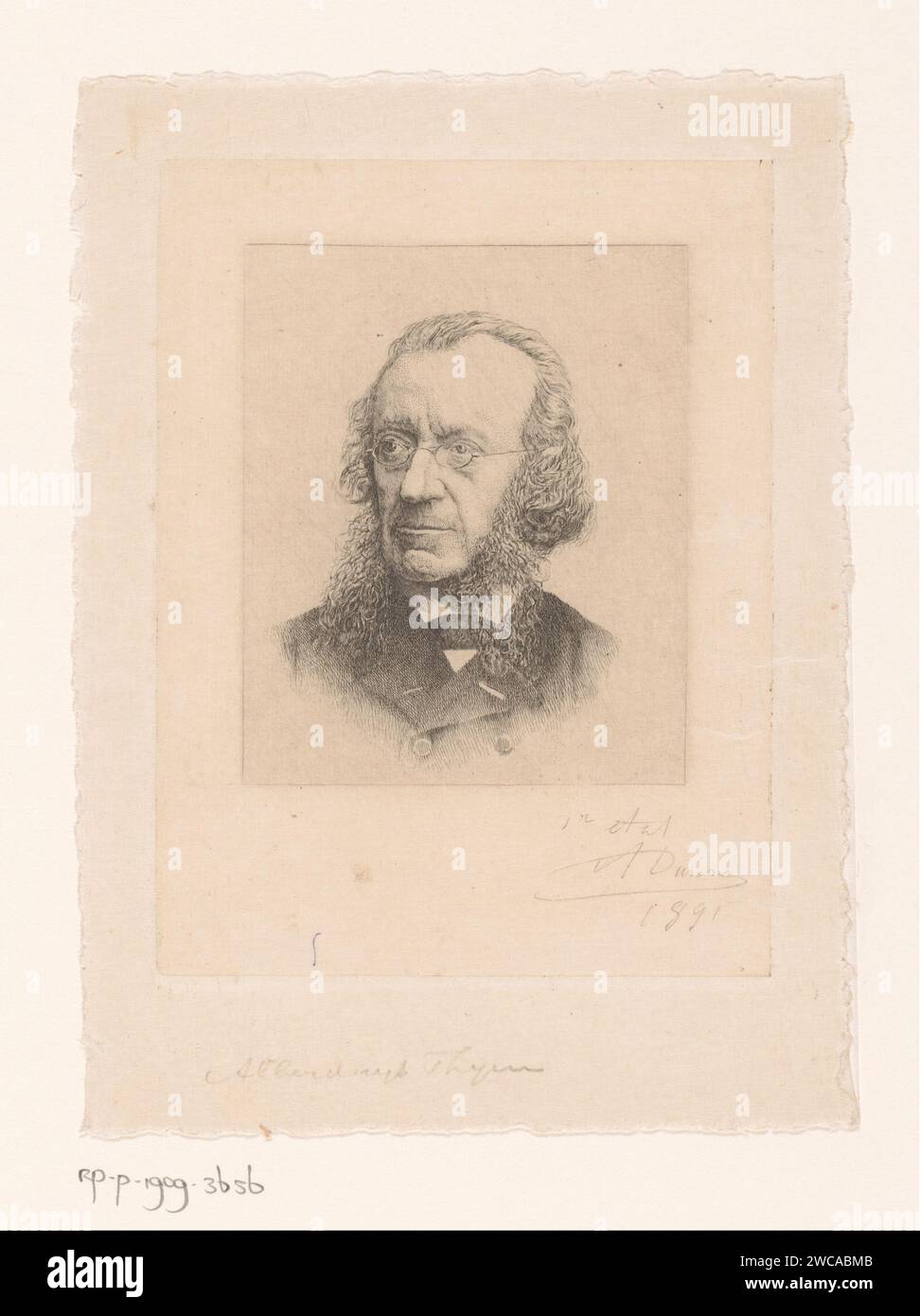 Portrait d'Alberdingk Thijm, Auguste danse, 1891 gravure sur papier, personnage historique anonyme représenté seul Banque D'Images