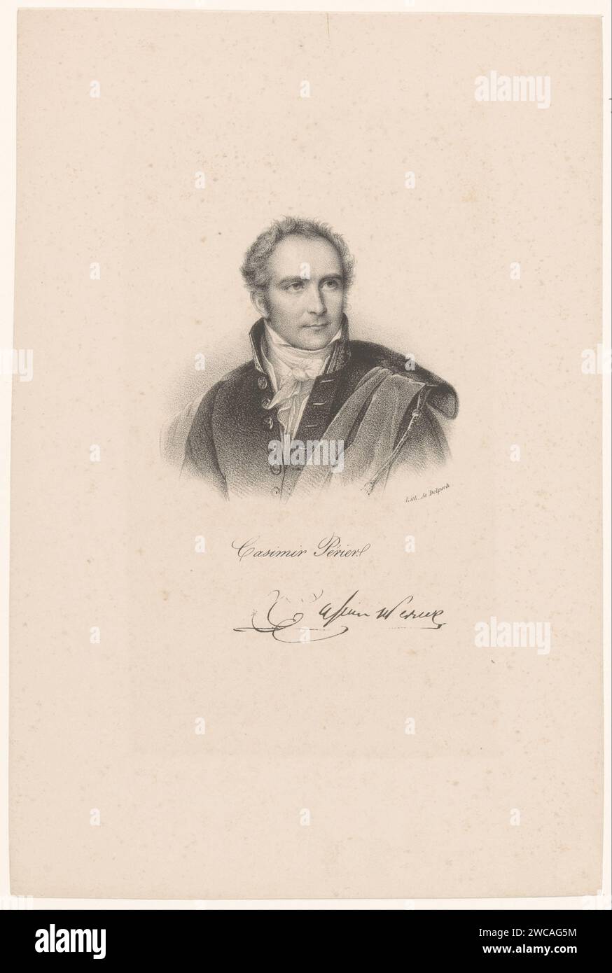 Portret van Casimir -Pierre Périer, Anonyme, veuve Delpech (Naudet), d'après Louis Hersent, en or après 1818 - dans ou avant 1842 imprimer Paris papier personnages historiques Banque D'Images