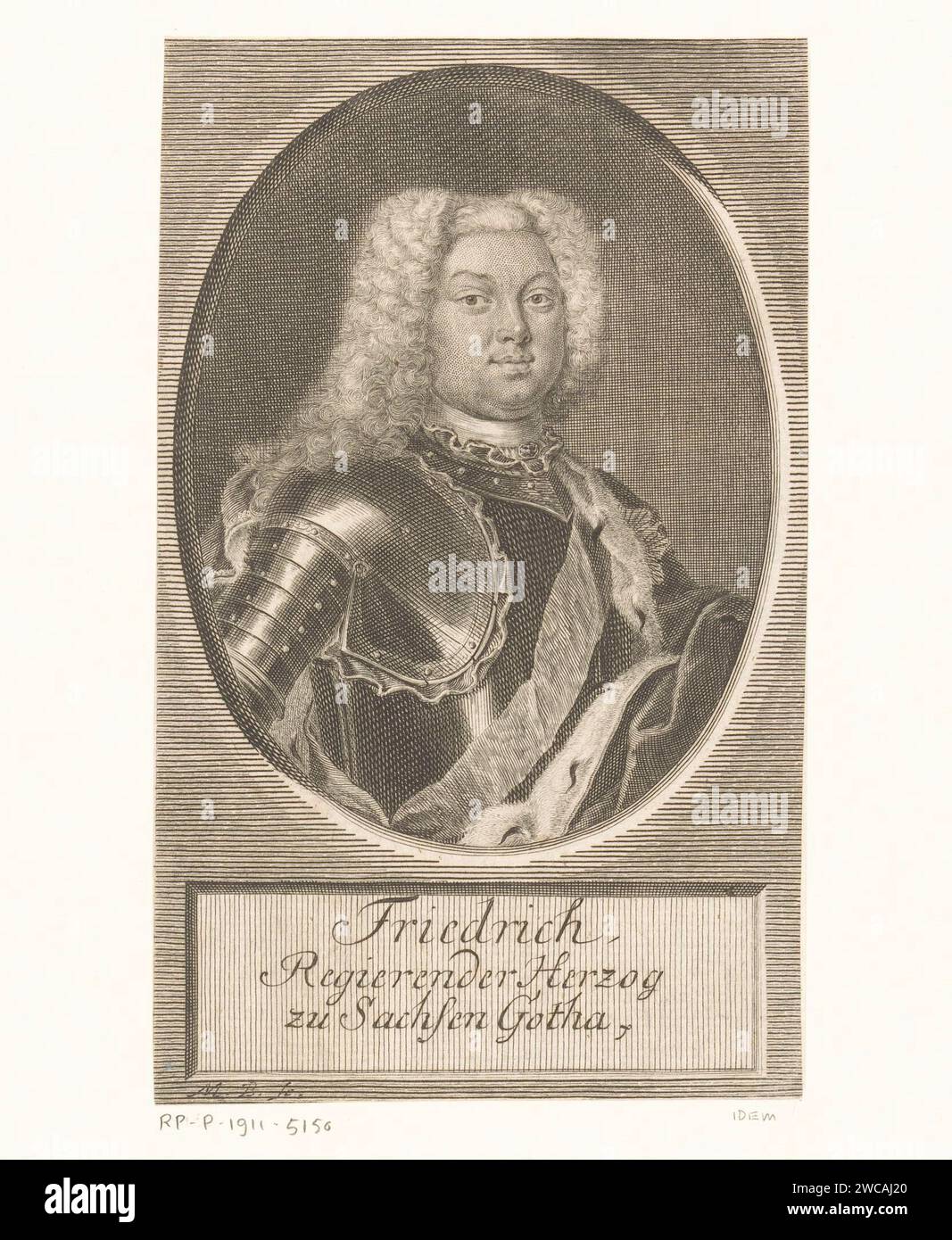Portrait de Friedrich II de Sachsen-Goth-Altenburg, Martin Bernigeroth, 1693 - 1732 tirage Leipzig gravure sur papier personnages historiques Banque D'Images