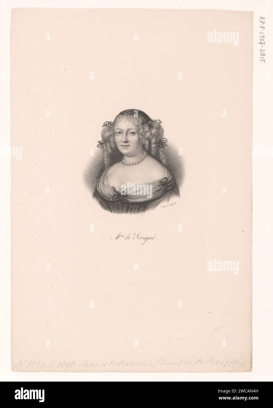 Portret van Madame de Sévigné, anonyme, en ou après 1818 - en ou avant 1842 imprimer Paris papier personnages historiques Banque D'Images