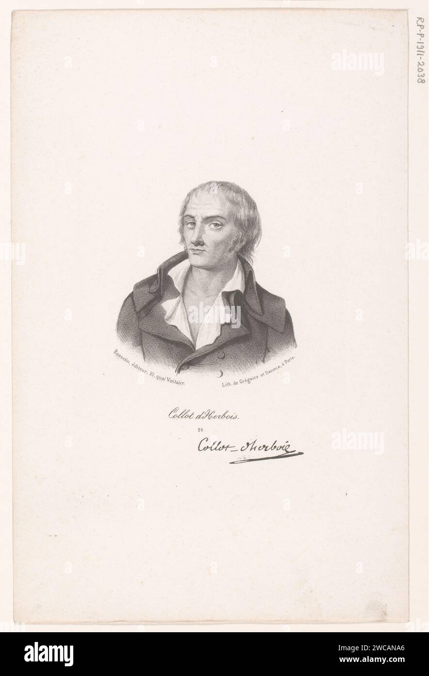 Portret van Jean-Marie Collot d'Herbois, Grégoire et Deneux, d'après François Bonneville, c. 1844 estampe Paris personnages historiques Banque D'Images