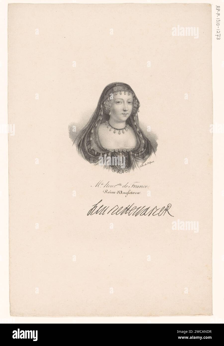 Portrait de Henriëtta Maria van France, Anonyme, veuve Delpech (Naudet), en ou après 1818 - en ou avant 1842 imprimer Paris papier personnages historiques Banque D'Images