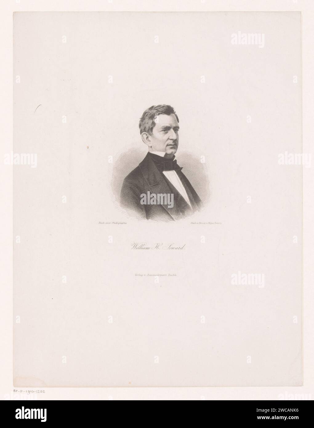 PortraT van William Henry Seward, August Weger, après Anonymous, 1849 - 1892 print Leipzig papier gravure sur acier personnages historiques Banque D'Images