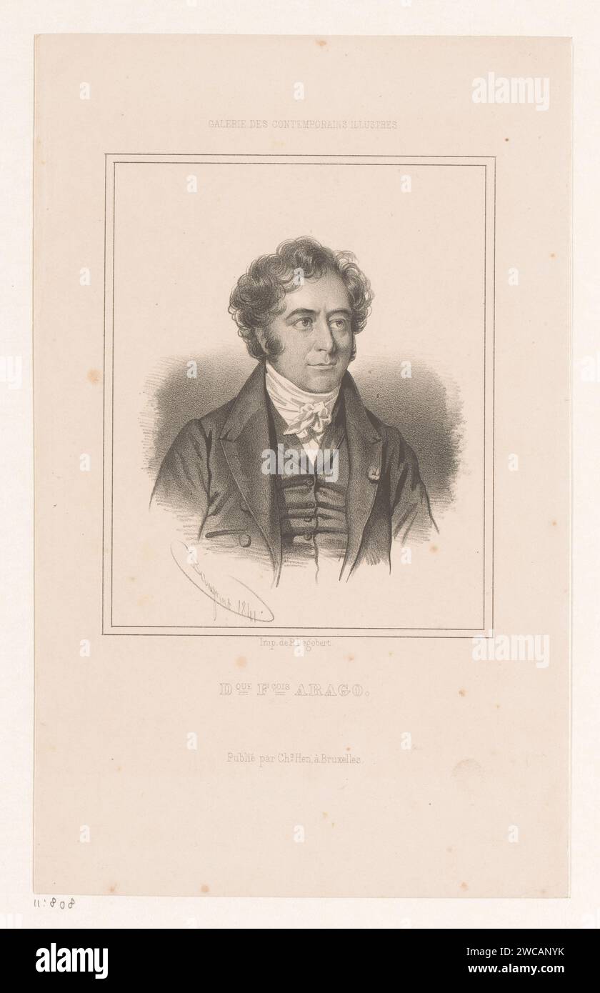 Portrait de François Arago, Charles Baugniet, 1841 tirage papier bruxellois personnages historiques. homme adulte Banque D'Images