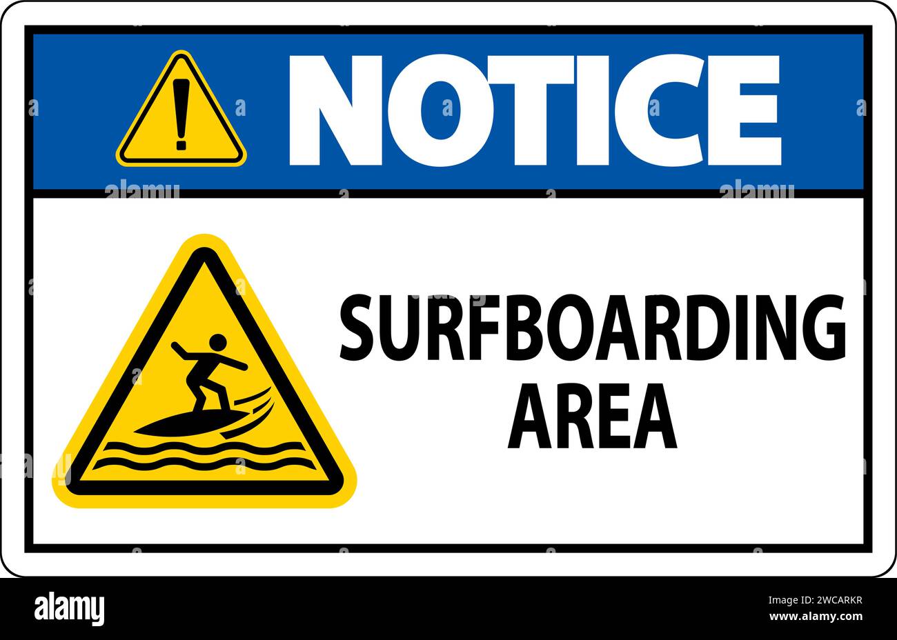 Avertissement relatif à l'eau - zone de surf Illustration de Vecteur