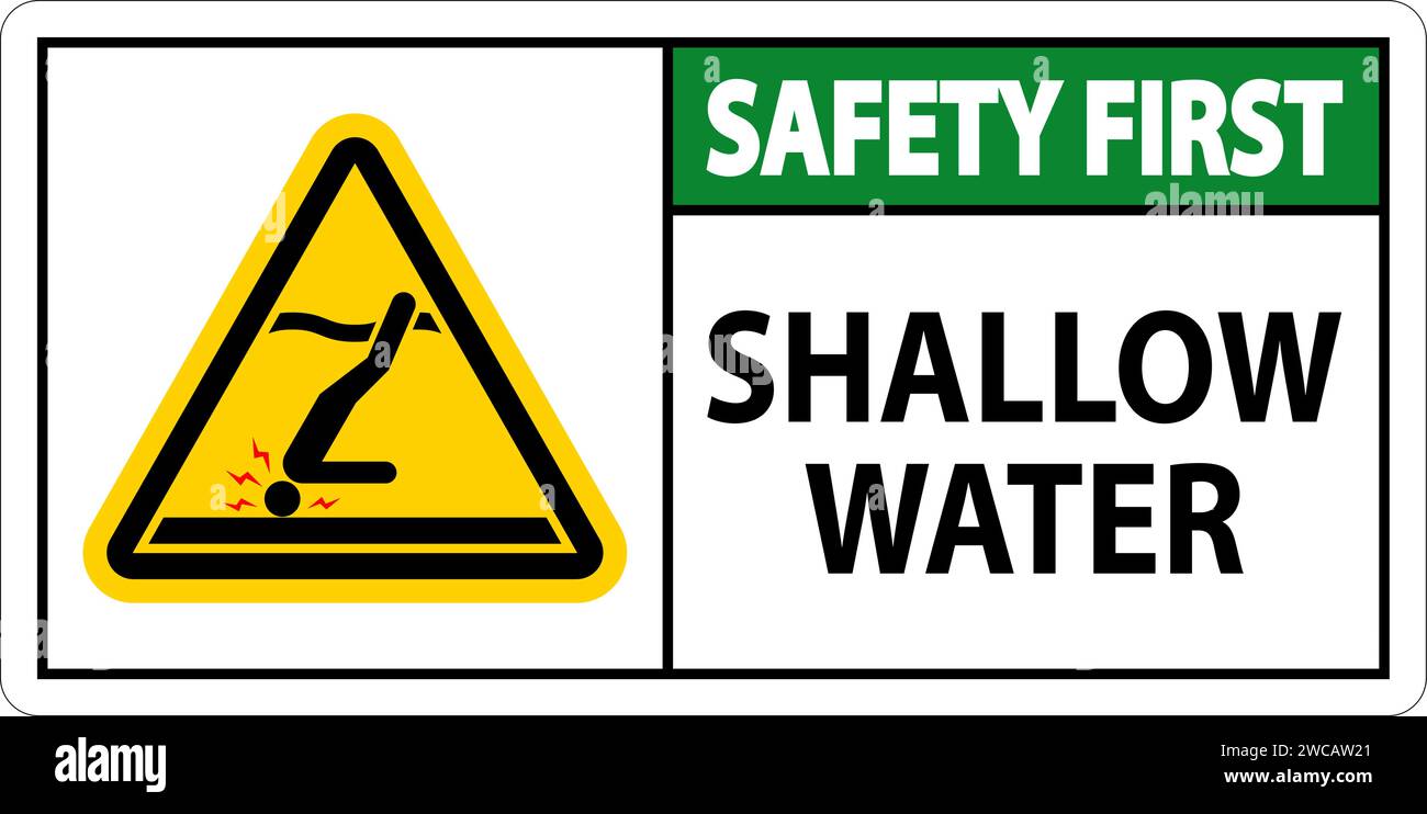 Première signalisation de sécurité dans l'eau - eaux peu profondes Illustration de Vecteur