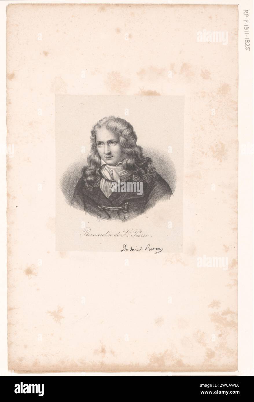 Portret van Jacques-Henri Bernardin de Saint-Pierre, anonyme, veuve Delpech (Naudet) (peut-être), en 1818 ou après - en 1842 ou avant papier de Paris. personnages historiques Banque D'Images