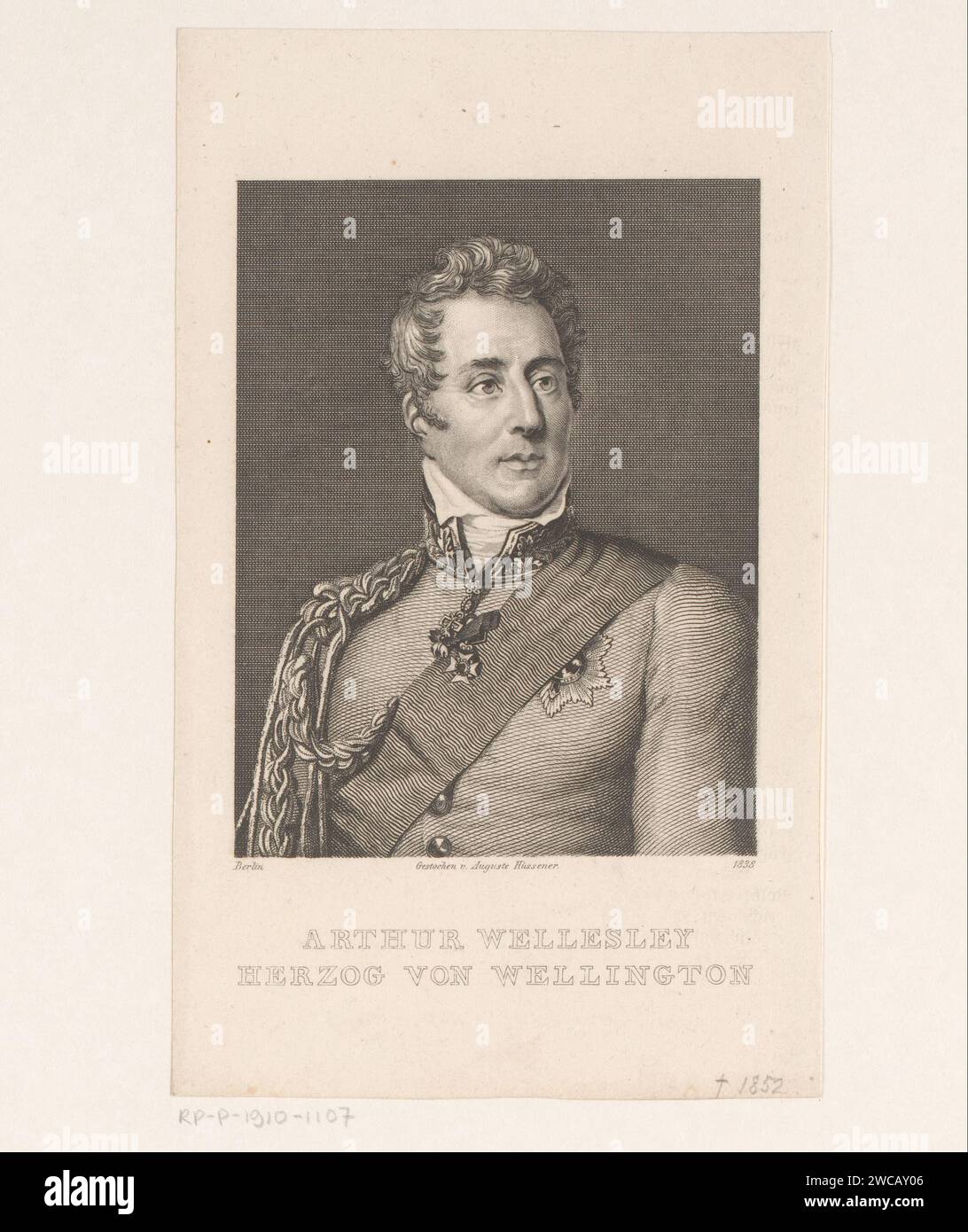 Portrait d'Arthur Wellesley van Wellington, Auguste Hüssener, 1838 estampe Berlin gravure sur papier / gravure de personnages historiques. commandant en chef, général, maréchal Banque D'Images