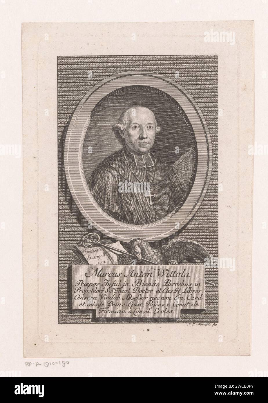 PortraT van Marcus Anton Wittola, Johann Ernst Mansfeld, 1749 - 1796 imprimer papier gravure / gravure personnes historiques Banque D'Images