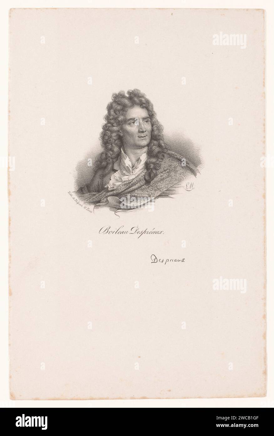 Portrait de l'écrivain Nicolas Boileau, Nicolas Maurin, 1825 - 1842 tirage Paris papier personnages historiques Banque D'Images