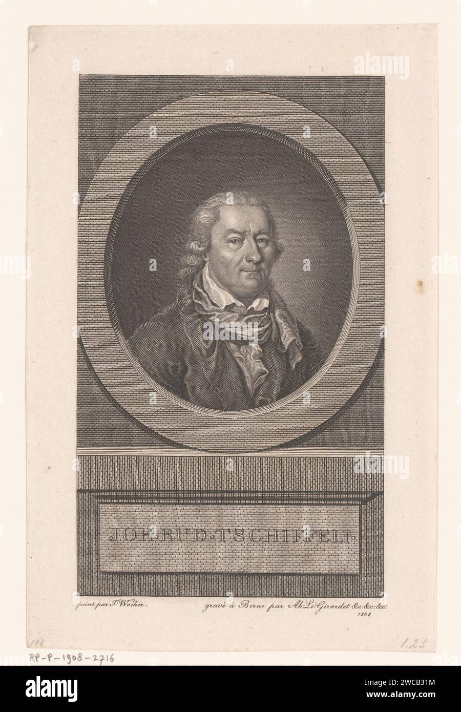 Portrait van Johann Rudolf Tschiffeli, Abraham Louis Girardet, d'après Tiberius Dominikus Wocher, 1808 estampe sur papier Berne gravant des personnages historiques Banque D'Images