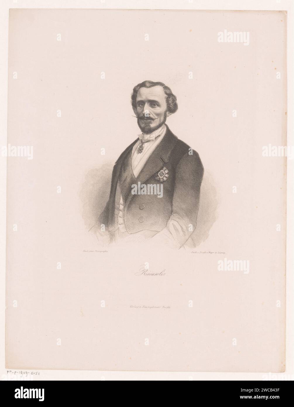 PortraT van Bettino Ricasoli, August Weger, après Anonymous, 1849 - 1892 print Leipzig papier gravure sur acier personnages historiques Banque D'Images