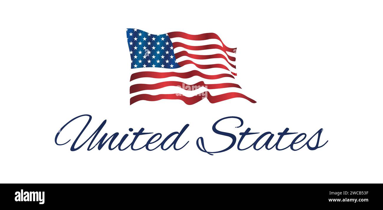 Unissez les États-Unis avec Flag Stylish Text illustration Design Illustration de Vecteur
