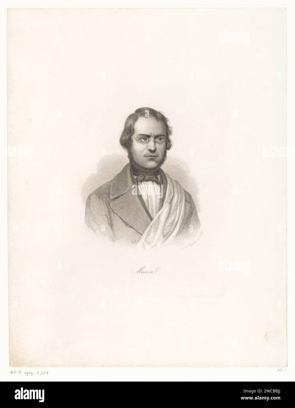 Portrait de Daniele Manin, Johann Leonhard Appold, 1819 - 1858 copies Nuremberg papier gravure sur acier / gravure personnages historiques Banque D'Images