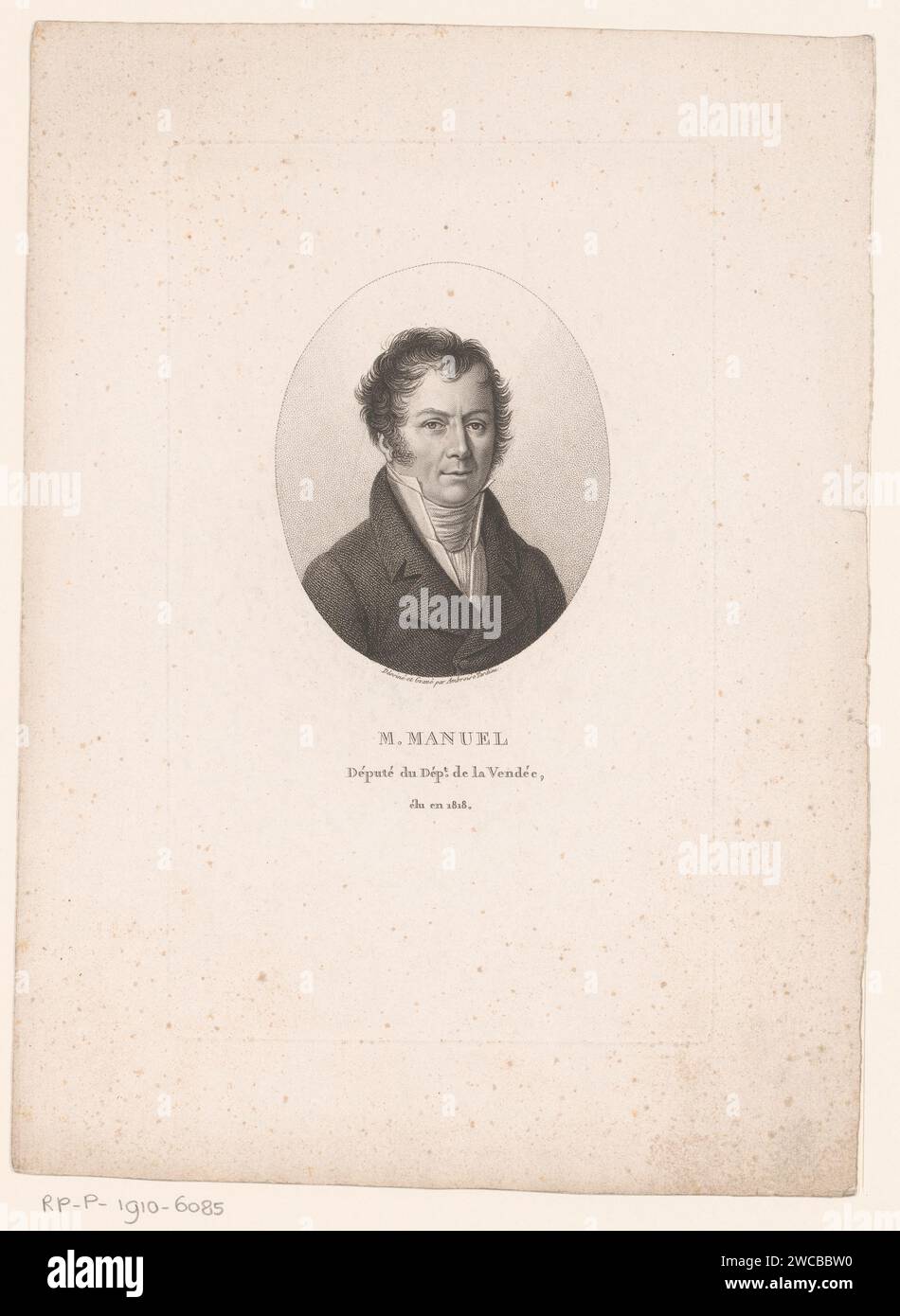 Portret van Jacques -Antoine Manuel, Ambroise Tardieu, 1820 - 1821 tirage Paris gravure sur papier personnages historiques. politicien, p. ex. chef de parti Banque D'Images