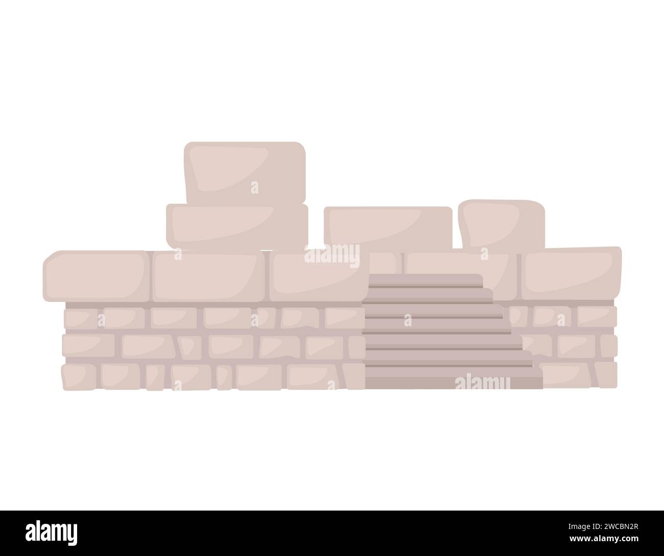 Ancienne ruine de temple architecture romaine et grecque pierres de marbre illustration vectorielle isolée sur fond blanc Illustration de Vecteur