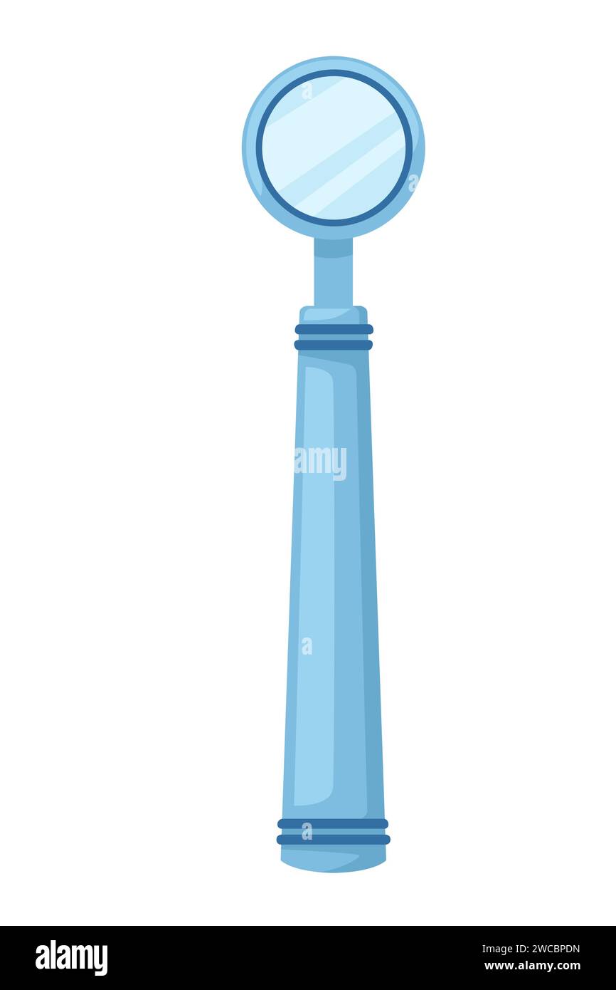 Miroir buccal avec poignée en plastique illustration vectorielle d'outil dentaire isolée sur fond blanc Illustration de Vecteur