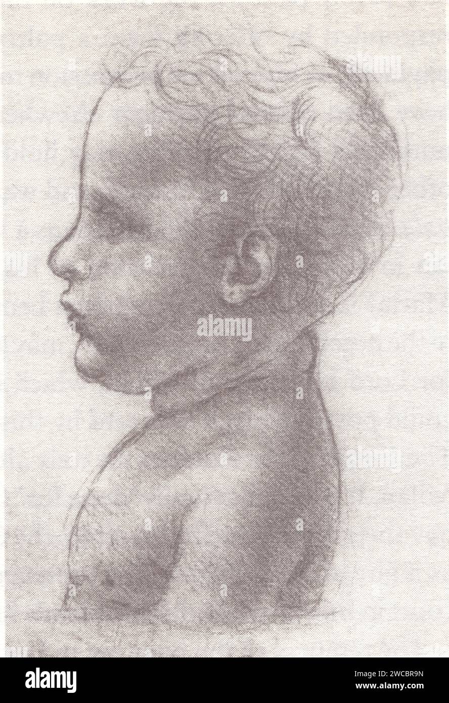 LEONARDO DA VINCI.CHRIST ENFANT ET ANGE DE LA VIERGE DES ROCHERS DE LONDRES Banque D'Images