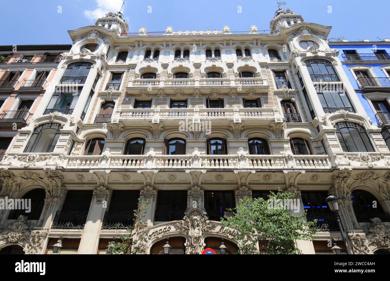 Edificio de la Compañia Colonial ou Edificio Conrado Martin. Madrid, Espagne. Banque D'Images
