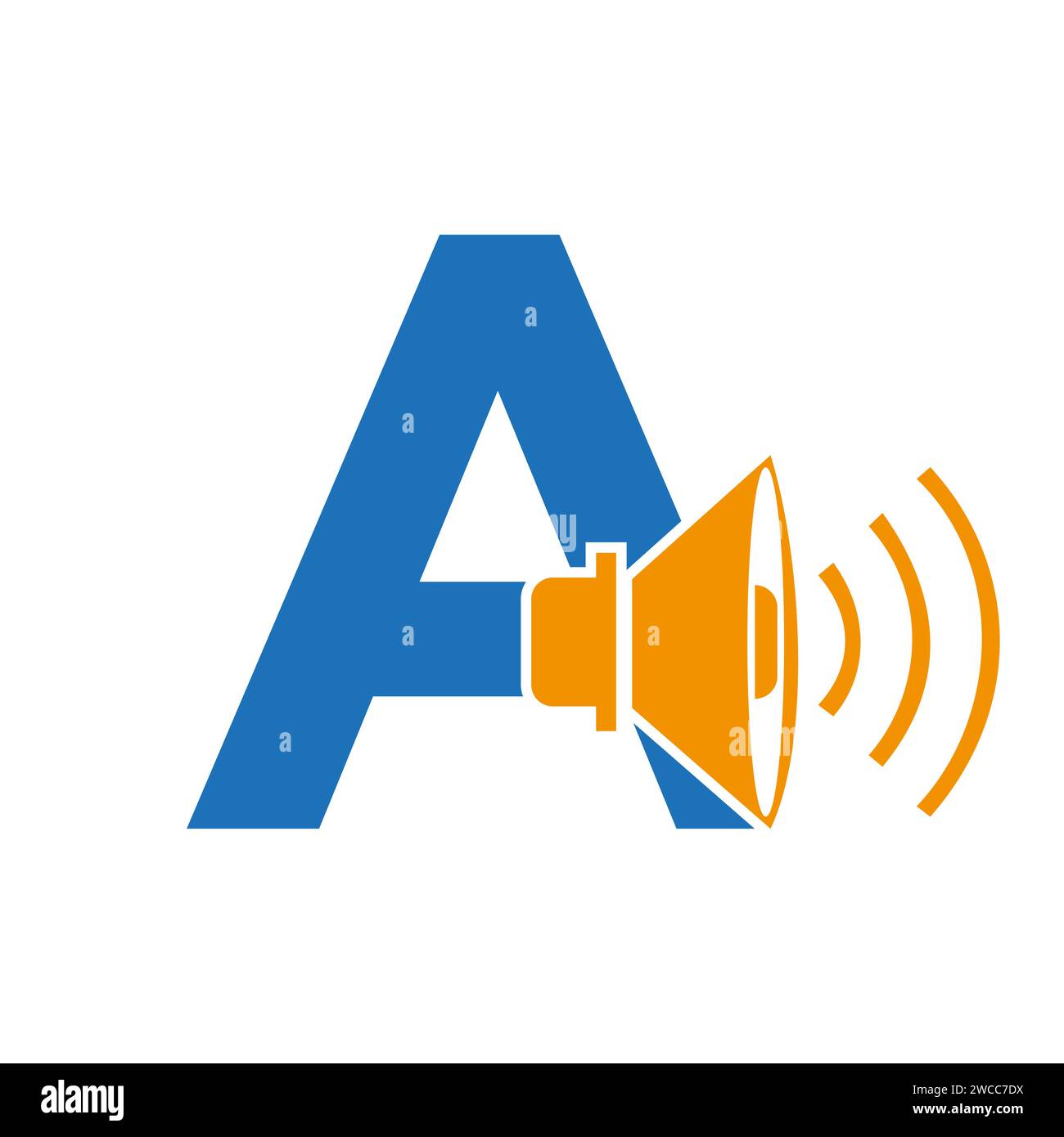 Logo musical sur lettre A, icône son. Icône de podcast, modèle de vecteur de symbole de diffusion Illustration de Vecteur