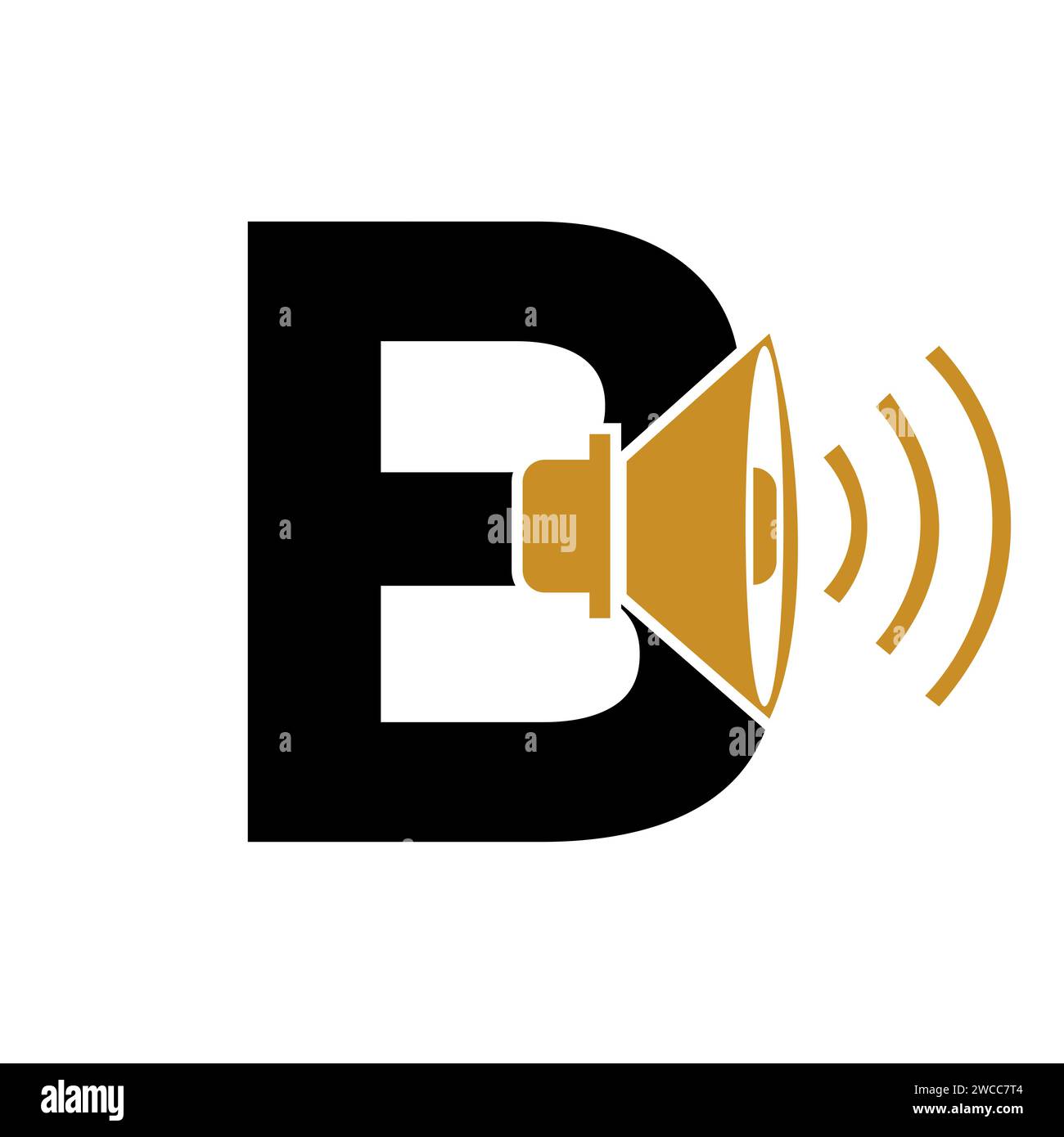 Logo musical sur lettre B, icône sonore. Icône de podcast, modèle de vecteur de symbole de diffusion Illustration de Vecteur