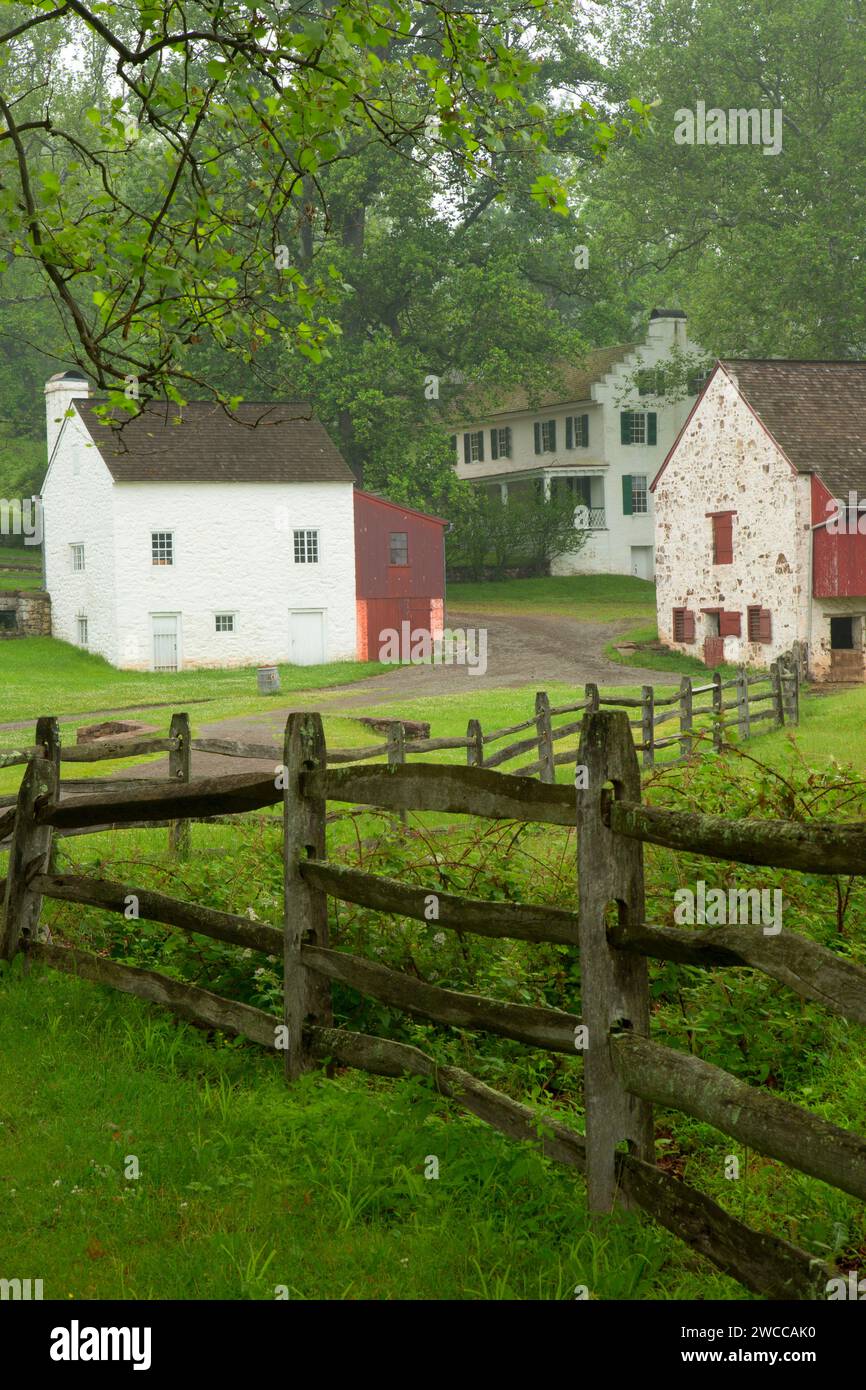 Cast House, manoir et grange d'Ironmaster, Hopewell Furnace National Historic site, Pennsylvanie Banque D'Images