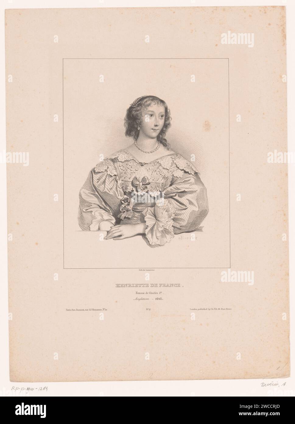 Portrait de Henriëtta Maria van France, Achille Devéria, 1832 imprimeur : Parisprinter : Parispublisher : Parispublisher : London paper Historical persons Banque D'Images