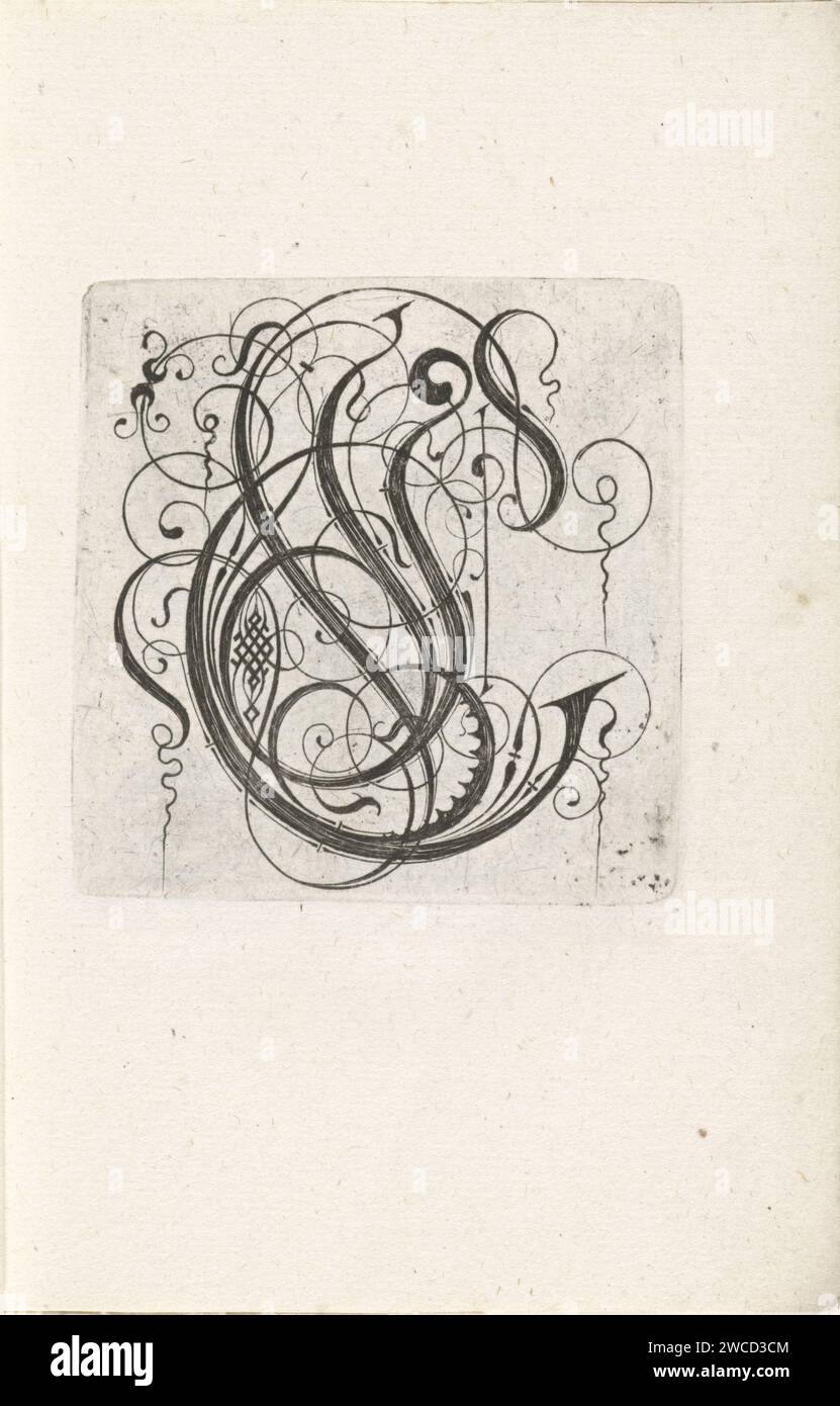 Lettre C, anonyme, c. 1600 - c. 1699 imprimer pays-Bas (éventuellement) gravure sur papier Banque D'Images