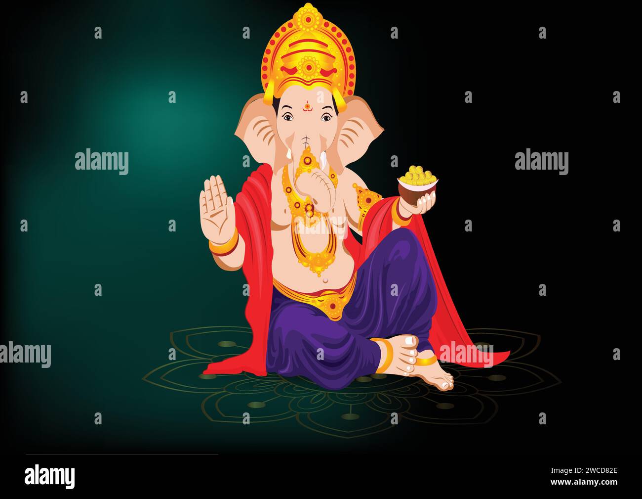 Festival de Ganesh Chaturthi carte de voeux avec statue du seigneur Ganesha Illustration de Vecteur