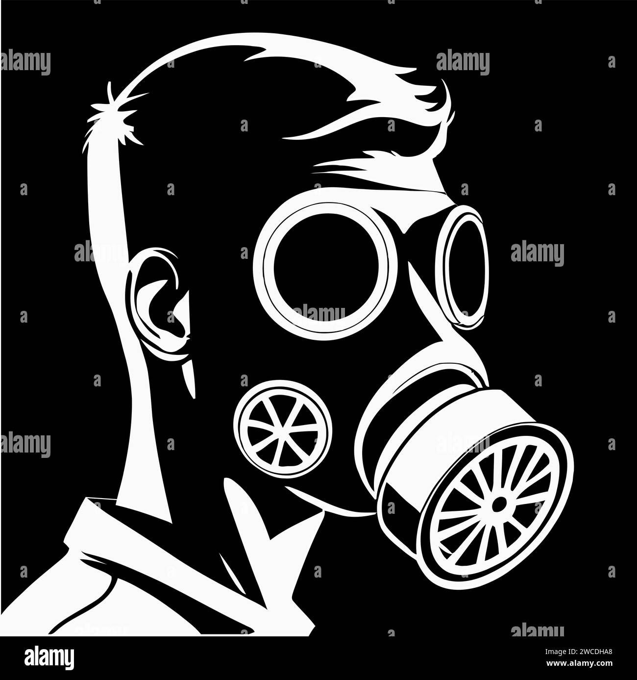 homme protégé avec masque à gaz de l'air pollué Illustration de Vecteur