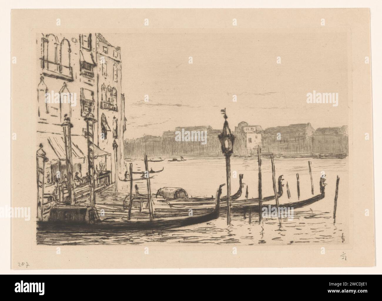 Gondels dans le Canal Grande à Venise, Carel Nicolaas Storm van 's -Gravesande, 1889 - 1902 print papier gondole de point sec. Canaux, eaux (en ville) Grand canal Banque D'Images