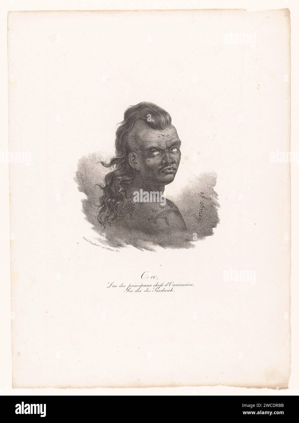 Portrait d'Ooro, roi des îles hawaïennes, Jacques Etienne Victor Arago, 1822 tirage papier Paris races australiennes et océaniennes. Personnes historiques Hawaii Banque D'Images