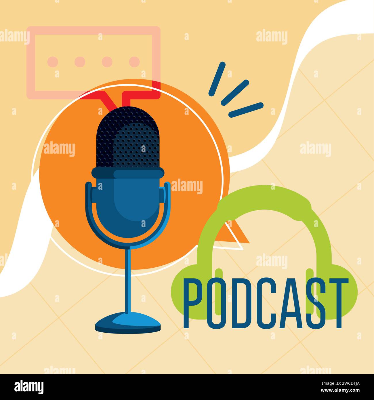 Vecteur de couverture de podcast coloré Illustration de Vecteur