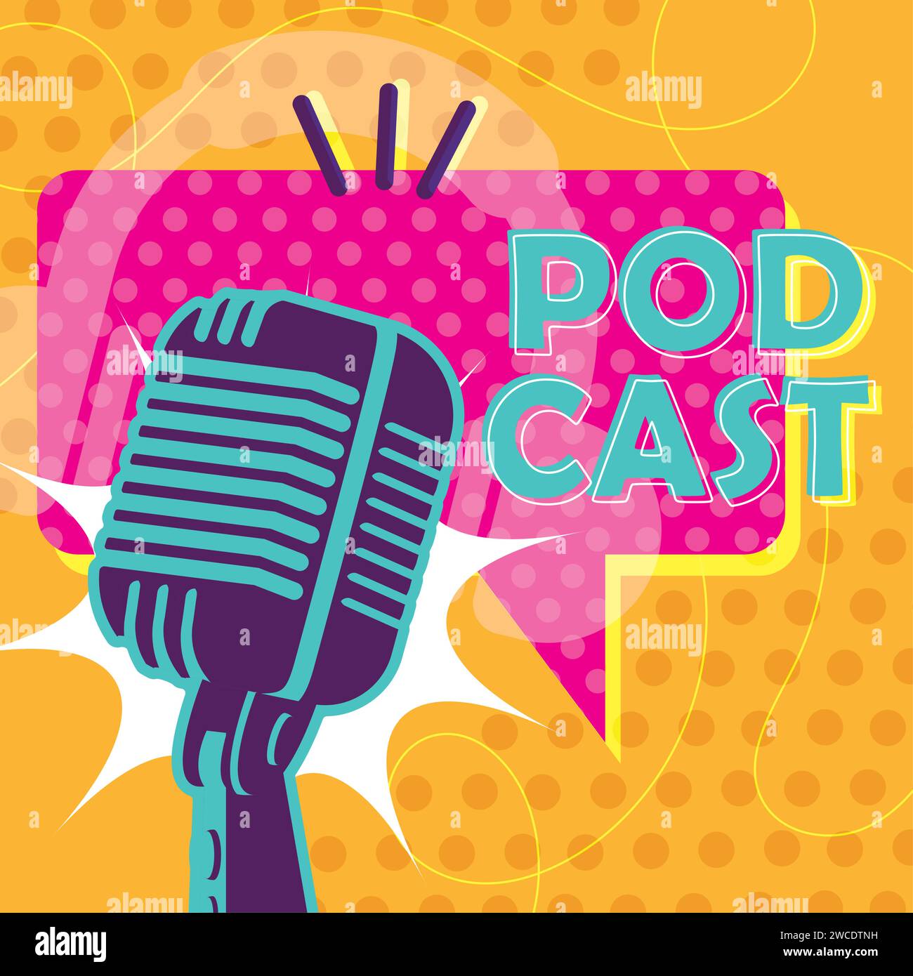 Vecteur de couverture de podcast coloré Illustration de Vecteur