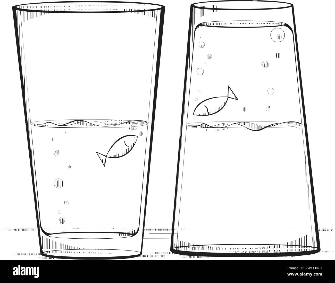 Deux poissons dans deux verres Illustration de Vecteur