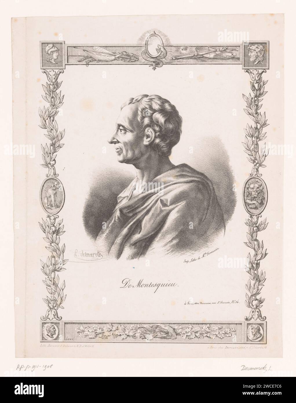 Portret Charles de Montesquieu, L. Dismats, 1826 - 1829 print Paris papier personnages historiques Banque D'Images