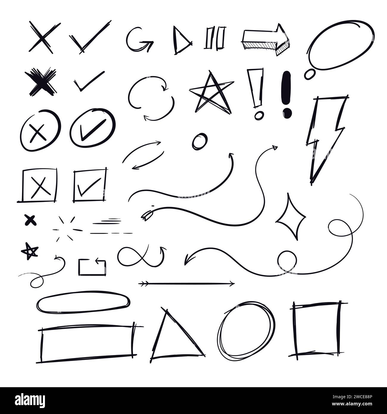 Scribbles dessinés à la main aléatoires Doodle Vector Illustration icône Doodle Illustration de Vecteur