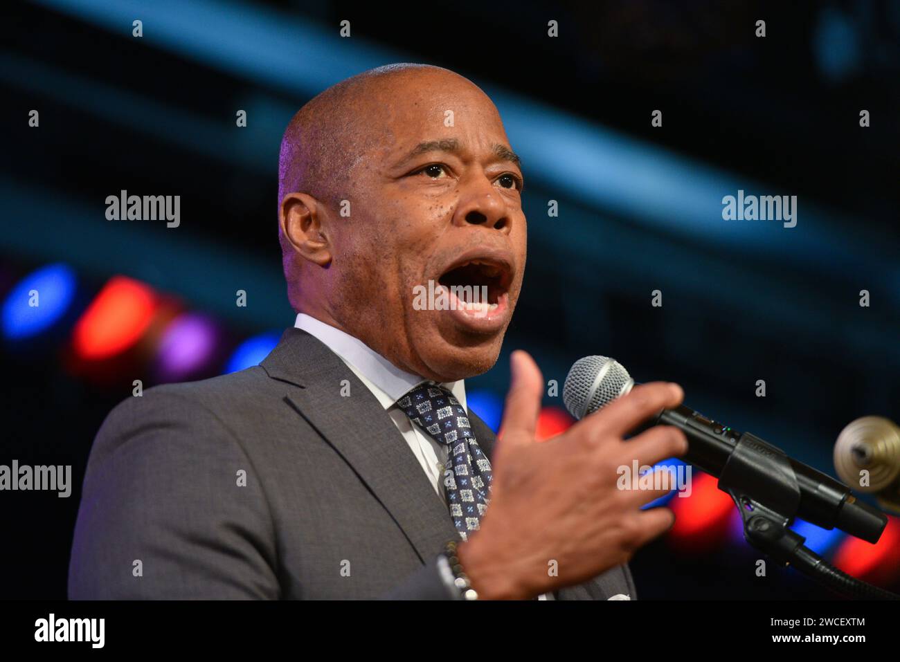 Le maire Eric Adams prononce une allocution à la National Organization of Black Law Enforcement Executives (NOBLE), chapitre de New York, « honorer l’héritage de Banque D'Images