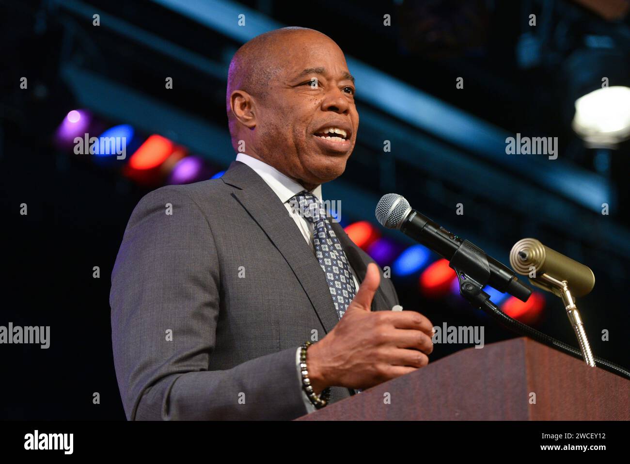 Le maire Eric Adams prononce une allocution à la National Organization of Black Law Enforcement Executives (NOBLE), chapitre de New York, « honorer l’héritage de Banque D'Images