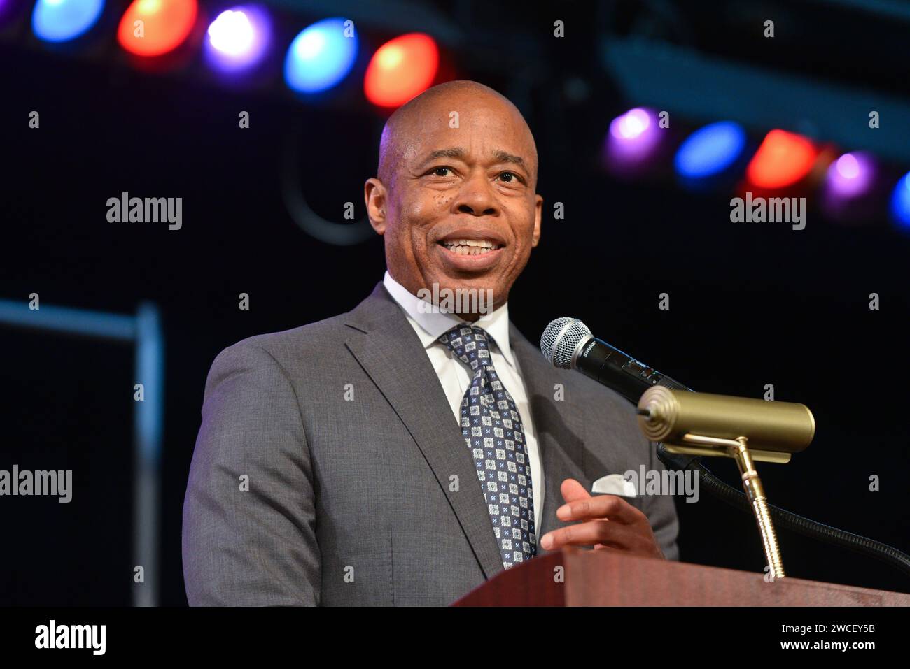Le maire Eric Adams prononce une allocution à la National Organization of Black Law Enforcement Executives (NOBLE), chapitre de New York, « honorer l’héritage de Banque D'Images